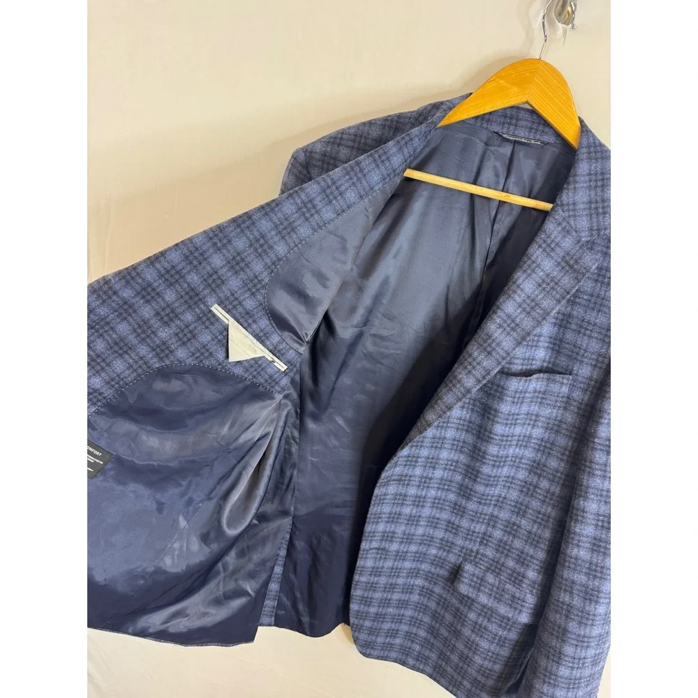 Tollegno 1900 Italy Grant King Wear Positano Blue Plaid Wool Blazer Men 48R